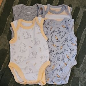 Bunny and Carrot Print Bodysuits Preemie